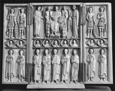 Triptych depicting Christ Enthroned with the Virgin, St. John the Baptist and other saints by Byzantine
